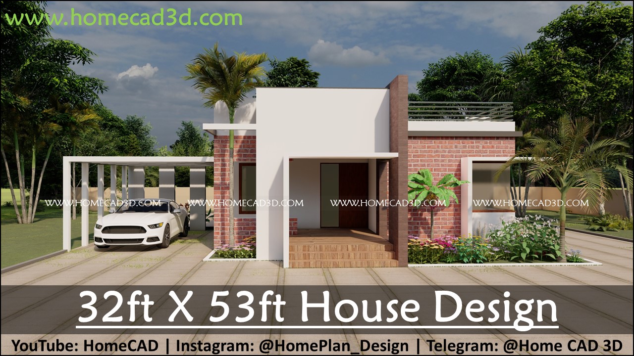 32x53 House Design Single Story 2bhk